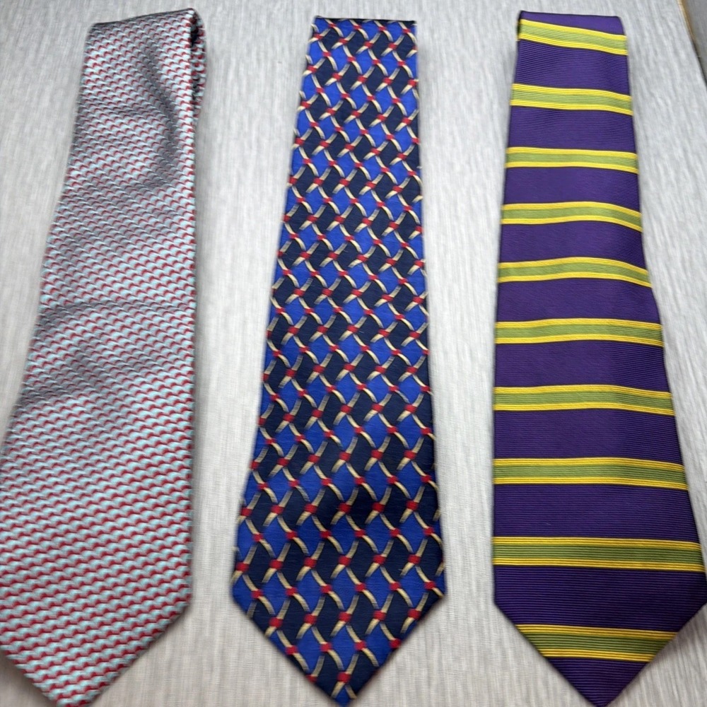 Designer Silk Tie Lot 3 Valentino Talbott Brooks Brothers Mens Luxury Neckties